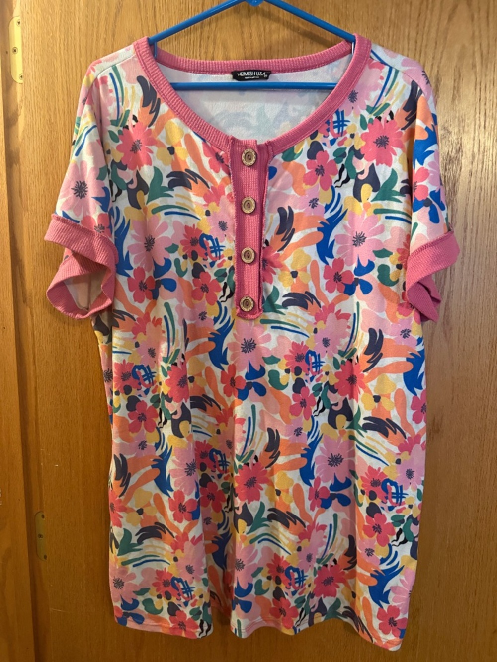 HEIMISH USA Pink Floral Short Sleeve Tunic